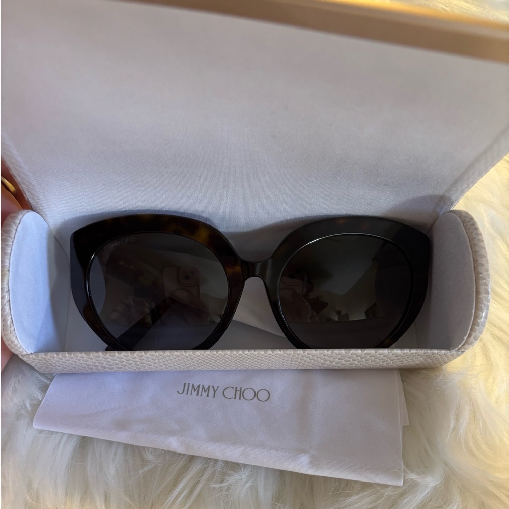 Jimmy Choo Etty Black and Tortoise Oversized Sunglasses/with COA